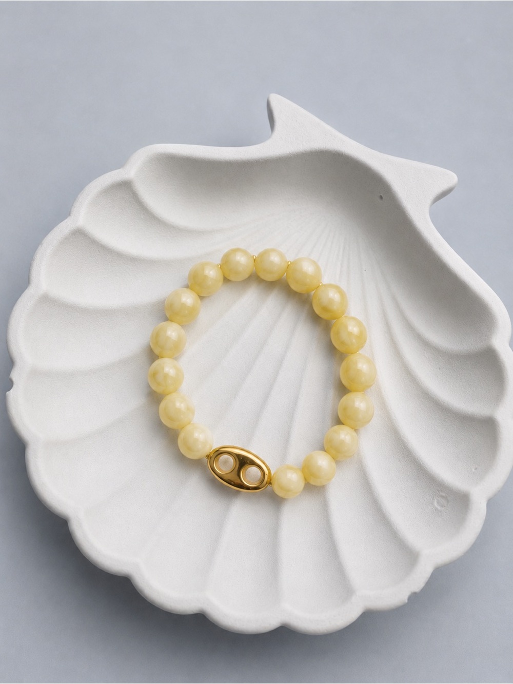 Sunlit Yellow Bead Bracelet with Gold Accent